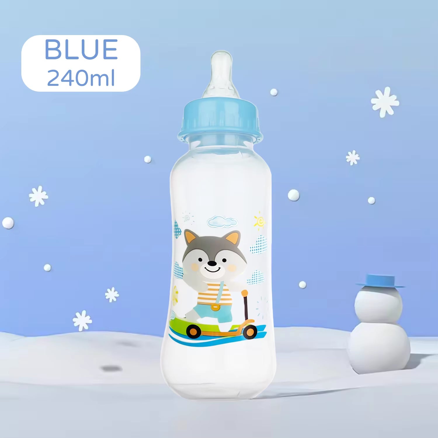 250Ml Newborn Baby Bottle, Drop-Proof and Leak-Proof Baby Cartoon PP Bottle, Safe, Durable Baby Feeding Bottle, Bpa-Free