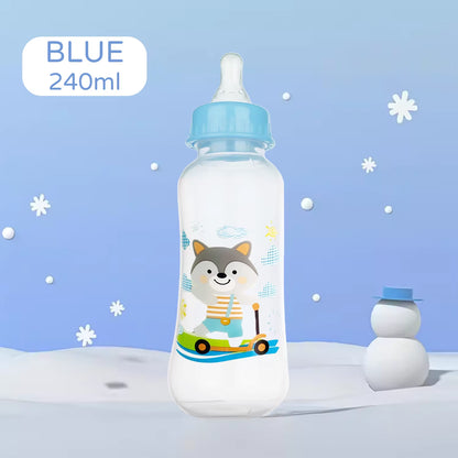 250Ml Newborn Baby Bottle, Drop-Proof and Leak-Proof Baby Cartoon PP Bottle, Safe, Durable Baby Feeding Bottle, Bpa-Free