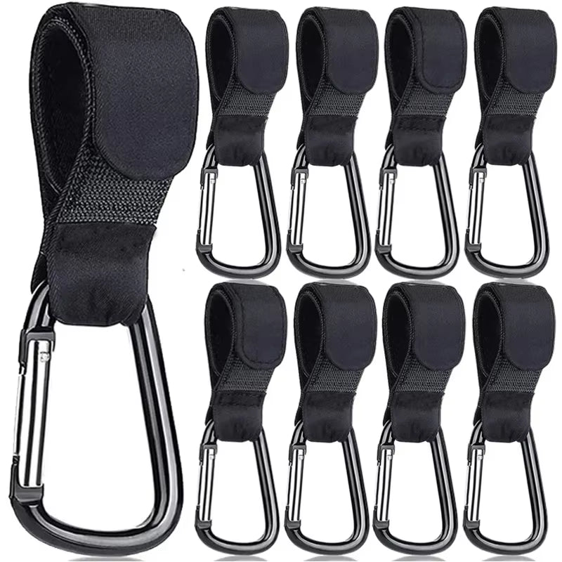 1-10Pcs Stroller Hooks Buckles Clip Aluminum Alloy Carabiner Cart Organizer Diaper Bag Shopping Pram Hook Buckle Stroller Hanger