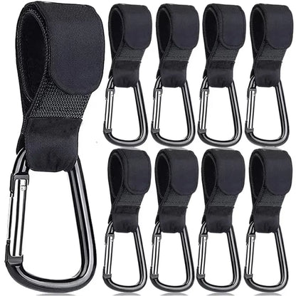 1-10Pcs Stroller Hooks Buckles Clip Aluminum Alloy Carabiner Cart Organizer Diaper Bag Shopping Pram Hook Buckle Stroller Hanger