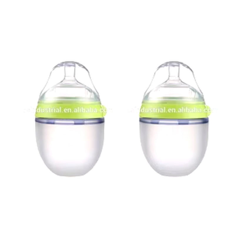 Silicone Baby Bottle Green/Pink 5 Oz and 8 Oz Baby Bottles 2 Pack BPA Free Feeding Bottle Children Kids