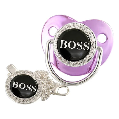 Baby Pacifier with Chain Clip Newborn BPA Free Luxury Bling Pacifier Silicone 
