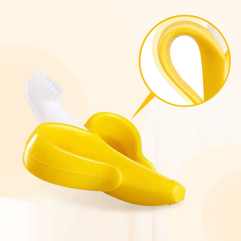 Banana Shape Safe Toddle Silicone Teether Training Toothbrush BPA Free 