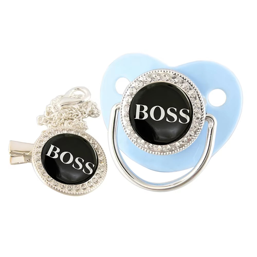 Baby Pacifier with Chain Clip Newborn BPA Free Luxury Bling Pacifier Silicone 