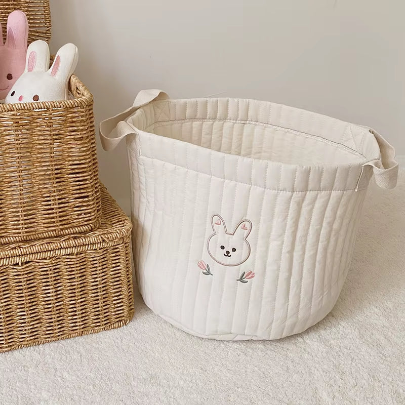 Storage Baskets, Bottles,Towels, Toys, Baby Clothes. Decorative Organizer Bins Tote Bag Handbag with Embroidery for Diapers