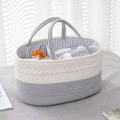 Maternity Baby Products Storage Basket Portable Baby Bottle Diaper Divided Compartment Storage Basket Cotton Thread Weaving