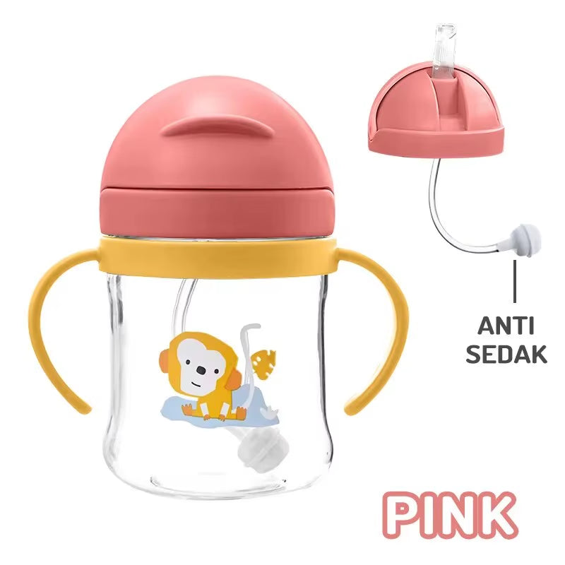 250ml Baby Water Cups Baby Learning Drinking Cup with Double Handle Flip Lid Leakproof 