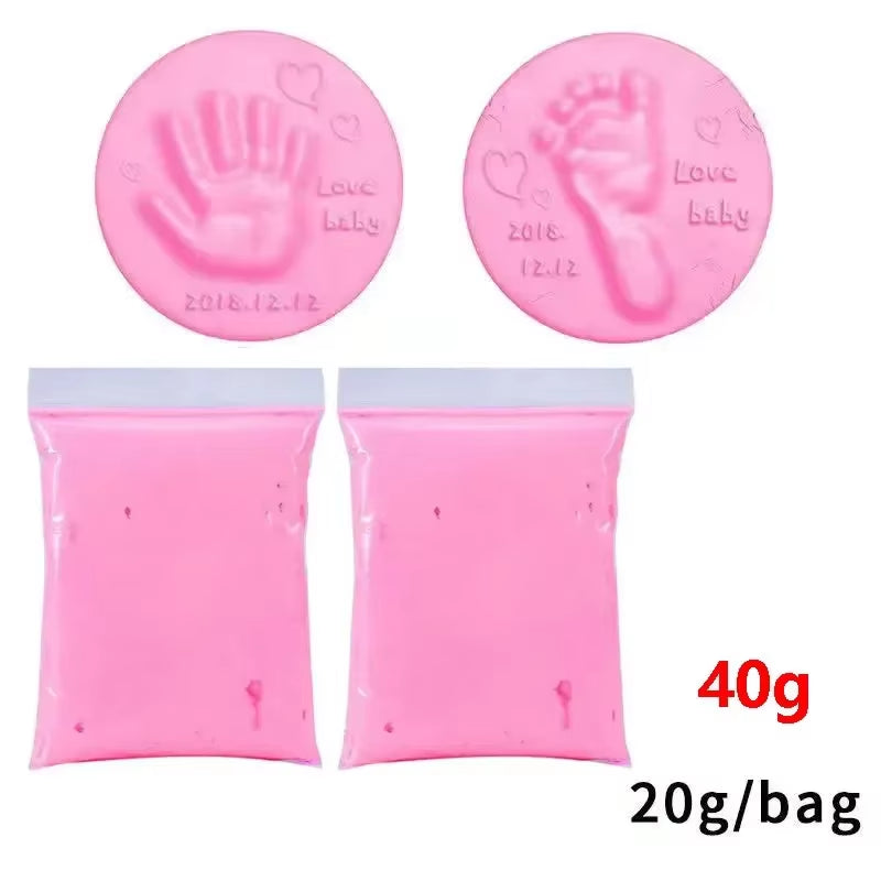 20/40G Baby DIY Hand and Footprint Soft Clay Fluffy Material, Baby Handprint Imprint and Foot Print Mud, Handprint Fingerprint