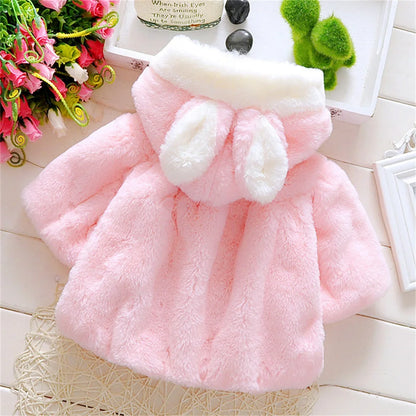 Children'S Clothing Children'S New Cape Girls Autumn and Winter Wool Sweater Shawl Baby Ear Fleece Jacket Cape