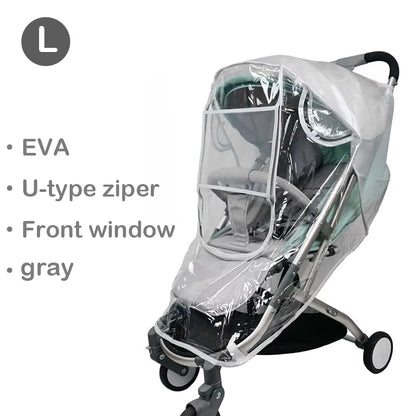 EVA Baby Stroller Accessories Waterproof Rain Cover Transparent Wind Dust Shield Zipper Open for Pushchairs Raincoat