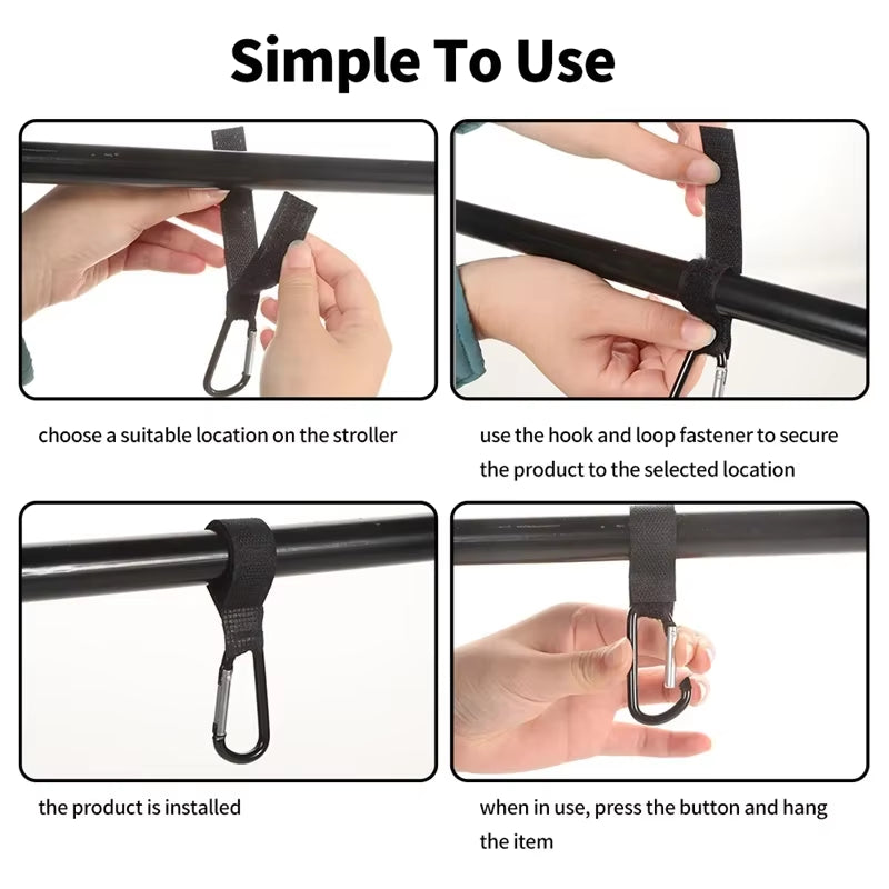 1-10Pcs Stroller Hooks Buckles Clip Aluminum Alloy Carabiner Cart Organizer Diaper Bag Shopping Pram Hook Buckle Stroller Hanger