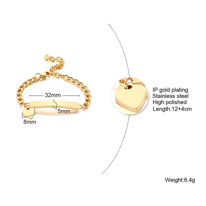 Custom Personalize Girls Name Baby Bracelet, anti Allergy Stainless Steel Chain Adjustable, Baptism Gifts to Girls Boys